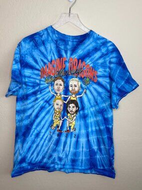 Imagine Dragons Blue Tie Dye 2022 World Mercury Tour T-Shirt Large